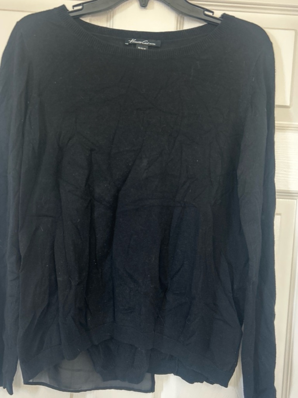 Kenneth Cole Black Crewneck Lightweight Knit Sweater